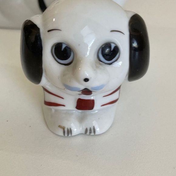 Vintage Anthropomorphic Dog Puppy Googly Big Eye Japan Figurine Kitsch Set Of 3 - Picture 9 of 10